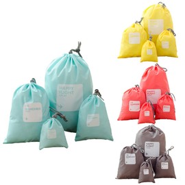 LZYMSZ 8 PCS Nylon Drawstring Bag, Waterproof Travel Storage Bags, Clothing Shoes Organiser Dirty Sack Bag for Gym Swimming Beach School Sport (8-Color)