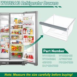 UPGRADED W11162443 W11046494 Refrigerator Crisper Drawer Replacement Compatible with Whirlpool Crisper Drawer Whirlpool Fridge Drawer Replacement WRS325SDHZ WRS315SDHZ WRS325SDHZ01 Crisper Drawers