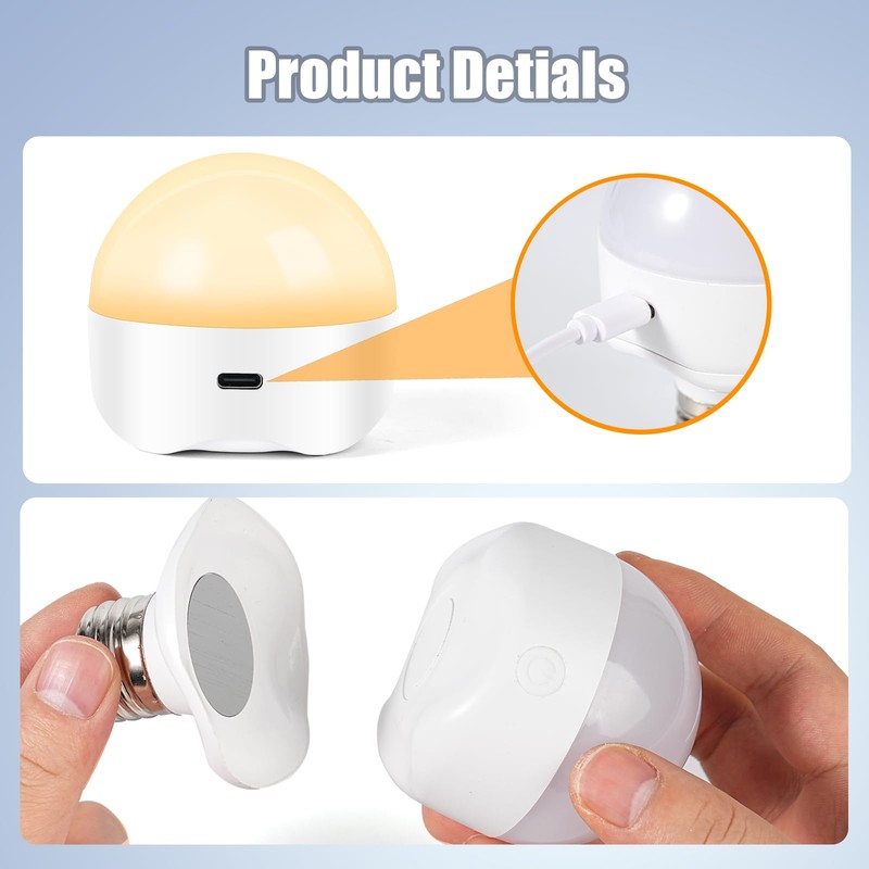 E26 Rechargeable Light Bulbs,Magnetic LED Portable Bulb with Remote and