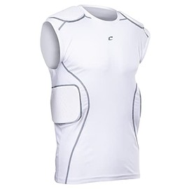 Champro Men's Formation Football Padded Compression Shirt, White
