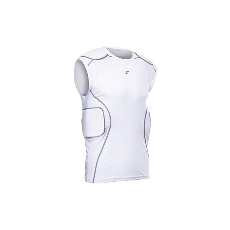 Champro Men's Formation Football Padded Compression Shirt, White