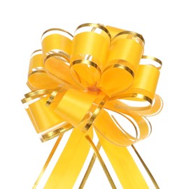 QUARKZMAN Pack of 10 Gift Bows 10 cm Gift Ribbon Matt Bow Giant Pull Bow for Packaging Bags Sugar Bags Car for Crafts Decorating Decorating, Decorating, Yellow