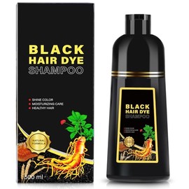 Champú para teñir el cabello negro 3 en 1, Champú herbal para teñir el cabello para mujeres y hombres, Champú para cobertura de canas 16.9 fl oz