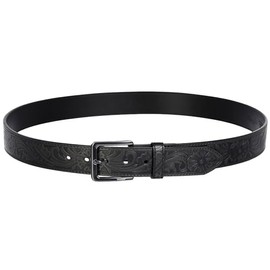 Wrangler Men's 38mm Bonded Floral Embossed with Square Buckle Belt (Black, 40)