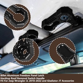 Billet Aluminum Freedom Panel Latch Hardtop Roof Removal Switch Handle Compatible with Jeep Wrangler JL 2018-2022 and Gladiator JT Acessories Black (Set of 6 Locks)