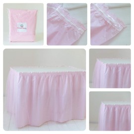 ORKIDEA Table Skirt with Tulle - Made in Italy - Size: 74 x 420 cm (Pink)