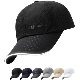 M2Ma Men's Running Cap, Washable, Quick Drying, Mesh Cap, Comfortable, Breathable, Sports Cap, UV Protection Hat, blackriff, 56 to 60 cm