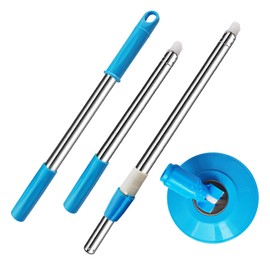 Midremer Extended Spin Mop Replacement Mop Handle, Upgraded 60-inch 360 Degrees Rotating Telescopic Replacement Mop Stick for Spin Mop Bucket Cleaning System Floor Cleaning (Plastic Disc, Blue)