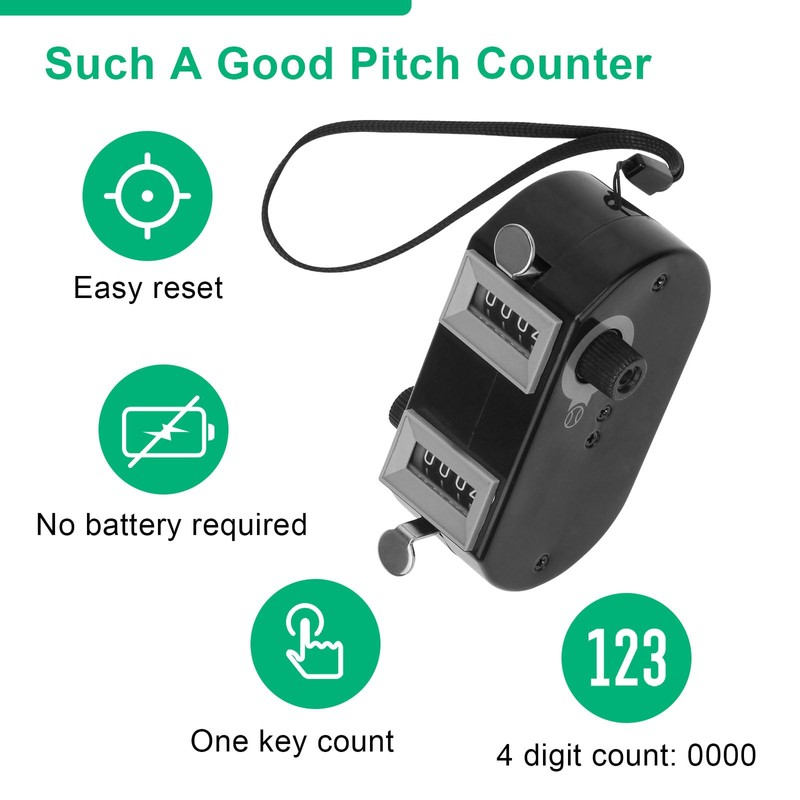Windspeed 2P Dual Pitch Counter Baseball, Pitch Counter Clicker Black
