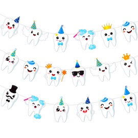 Banner per feste dentali per feste di compleanno decorazioni per feste di dente 2 striscioni per ritaglio dei denti banner per denti per la prima festa dei denti forniture per baby shower