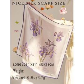 Onllh 100% Mulberry Silk Scarf for Women Hair Lightweight Square Neckerchief Wrap For Head Scarves 21" -8