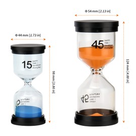 HOZEON 8 Pack Sand Timer Set, Plastic Hourglass Sand Timer, Colorful Sandglass Hourglass Sand Clock for Classroom, Office, Kitchen, Home, 1/3/5/10/15/30/45/60 Mins