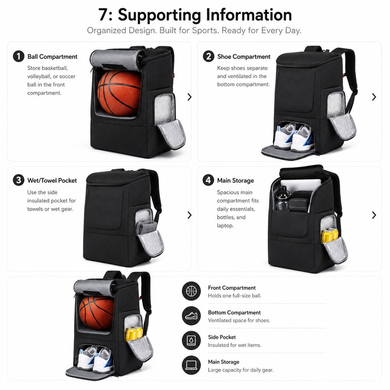 45L Basketball Backpack for Sports – Large Gear Bag with