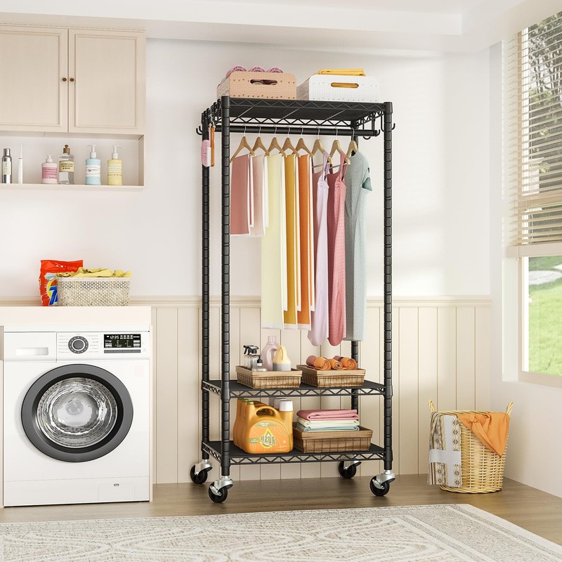 FUTASSI P6 Mini Rolling Clothes Rack Heavy Duty, Clothing Racks