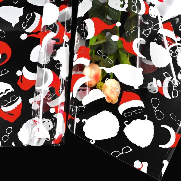 80 * 500cm Red Cellophane Wrap,DXTXTJ Christmas Cellophane Wrap,White Clear