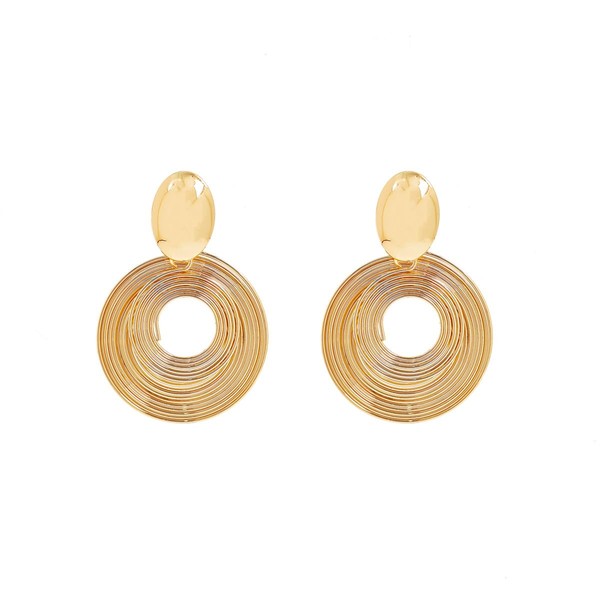 DIAMANTIO 18K Gold Plated, Bold Gold Hoop Drop Earrings for