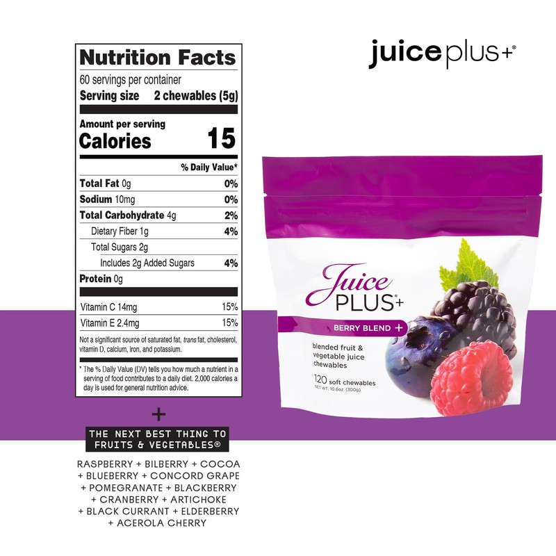 JuicePlus+ Fruit, Vegetable & Berry Blend Soft Chews (Chewables) -