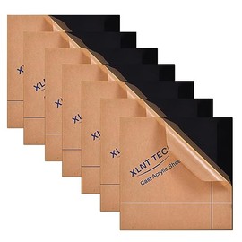 XLNT TECH 6 PCS Black Cast Acrylic Opaque (no-Transparent) Plastic Sheet 8 x 8 Inch (.118" Thick), for Signs, DIY Projects.