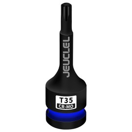 JEUCLEL T35 Torx Bit Socket, 1/2" Drive Torx Star 6 Point Impact Bit Socket, 3-Inch, Cr-Mo Steel, Screwdriver Adapter for Electric Ratchet Wrenches Fastening Screws Hand Repair