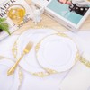 Hioasis 350PCS White and Gold Plastic Plates & Gold Plastic