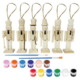 MicoSim The Nutcracker Christmas Decor, 6PCS DIY Wooden Xmas Decorative Nutcrackers Figures, Collects Crackers Ornaments Set for Festival Party