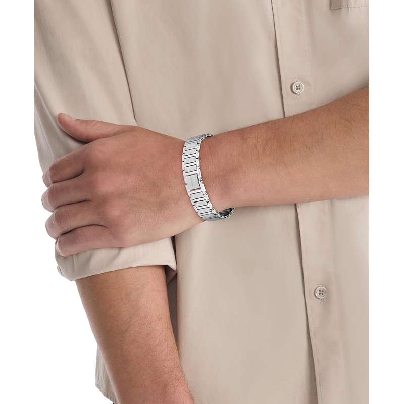 Calvin No Small Men's Structured Links Stainless Steel Link Bracelet