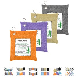 Bamboo Charcoal Bags Odor Absorber 4 Pack×500g Bamboo Charcoal Air Purifying Bags, for Car Air Fresheners, Odor Eliminator for Home，Shoe Deodorizer - Colorful-Activated Charcoal Odor Absorbers