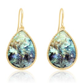 Boho Gold Teardrop Colorful Abalone Shell Small Dangle Drop Earrings for Women