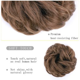 MORICA Tousled Updo Messy Bun Hair Piece Hair Extension Ponytail with Elastic Rubber Band For Women Daily Wear (1pcs, 2#-Nature Black)