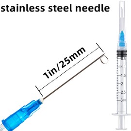 100 Pack 3ml 23Ga Plastic Syringe with Measurement for Scientific Labs, Industrial Dispensing Animal and Pet Supplies, Disposable Individually Wrapped