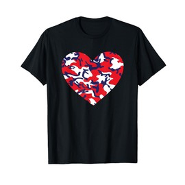 USA Red White and Blue Camo Heart Love 4th of July T-Shirt T-Shirt