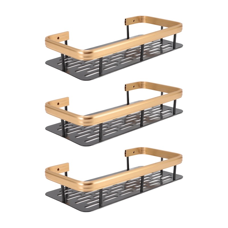 Shower Storage Rack 3 Layers Punch Free Rectangle Aluminum Shower