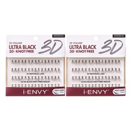 i-ENVY 2X Volume 3D Ultra Black Individual Lashes (2 PACK, Knot Free - Medium)