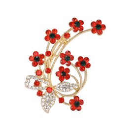 CANGCANG Poppy Brooch Pin,Flower Brooch Women's Brooches & Pins, Crystal Brooch for Ladies Vintage Sweater Brooches Jewelry Gifts For Women Girls Birthday Gift Wedding Party