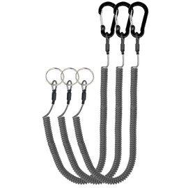 Lix&Rix Anti-Drop Lanyard Keychain Curl Cord with Built-In Wires up to 2.5 Meters Black Set of 3