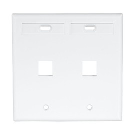 Leviton 2-Port Dual Gang QuickPort Wallplate with ID Windows, 42080-2WP, White
