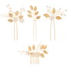 4 Pieces Bridal Hair Pins Flower Pearls Rhinestone Wedding Hair