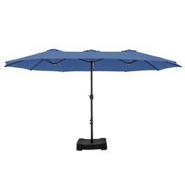 Sophia & William 15 ft Extra Large Patio Umbrella with Base Included, Rectangular Outdoor Umbrella Heavy Duty, Market Umbrella Double-sided Fade Resistant for Pool Garden Backyard, Haze Blue