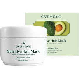 Eva + Avo Hair Conditioning Mask, Deep Conditioner for Dry Damaged Hair - Hydrating Hair Mask with Avocado, 8 Fl Oz - Paraben and Sulfate-Free