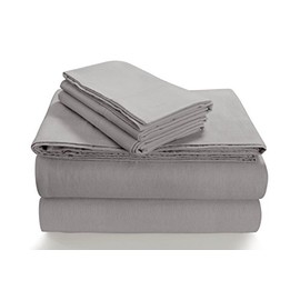 Tribeca Living SOLFL170SSTWSG Solid 5-Ounce Flannel Extra Deep Pocket Silver Grey, Twin Sheet Set