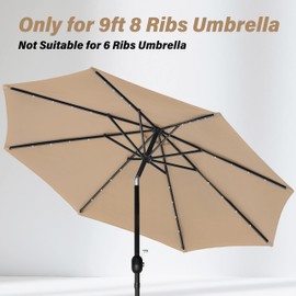 Simple Deluxe 9' Patio Umbrella Replacement Canopy for 8 Ribs, Table Market Yard Umbrella Replacement Top Cover (Canopy Only), Tan