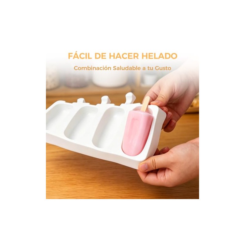 Moldes para Helados 2 Piezas, 4 Cavidades Cada Uno, Silicona