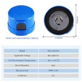 Flutesan Photocell Twist Lock 3pcs Photocell Sensor Auto On/Off Switch Blue Light Switch Lock Dusk to Dawn Light Control Sensor for Outdoor Lighting 120v to 277v