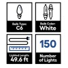 GE Energy Smart 150 Ct 49.6 ft Warm White C6