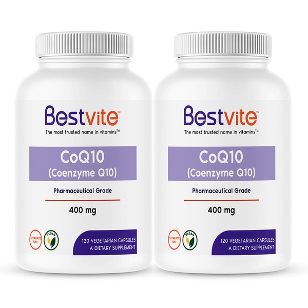 BESTVITE Coenzyme CoQ10 400mg (240 Vegetarian Capsules) (2-Pack) Naturally Fermented - No Stearates - Vegan - Gluten Free - Non GMO