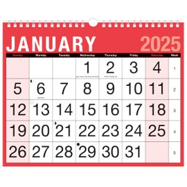 2025 Easy View Monthly Planner - Large Font Month To View A4 Wall Hanging Calendar - Spiral Bound Family Organiser