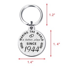 ABBNT 80th Birthday Gifts for Women Men, Born in 1944 Gifts, 80 Year Old Birthday Keychain, 1944 Birthday Decorations