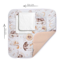 Balbina Cotton Changing Table Mat, Washable Mat for Swaddling, Changing Mat with Interchangeable Terry Cloth Cover, Durable and Robust, 70 x 60 cm, Bear on Cloud, Beige