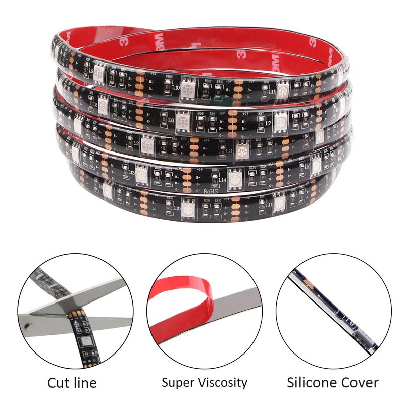 abtong Battery Powered Led Strip Lights RGB with Mini Controller