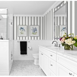Erfoni Stripe Peel and Stick Wallpaper Black and White Contact Paper Stripe Self Adhesive Wallpaper Modern DIY Wallpaper Removable Contact Paper for Cabinets Aceent Wall Decor Vinyl Roll 17.7"x118"